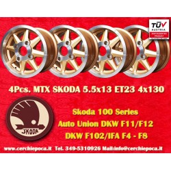 4 cerchi MTX 5.5x13 4x130 Skoda MB1000 MB1100 105 110 120 130 gold/diamond cut