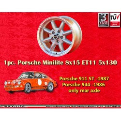 1 cerchio Minilite 8x15 5x130 Porsche 911 ST -1987 944 -1986 silver/diamond cut