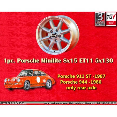 1 cerchio Minilite 8x15 5x130 Porsche 911 ST -1987 944 -1986 silver/diamond cut