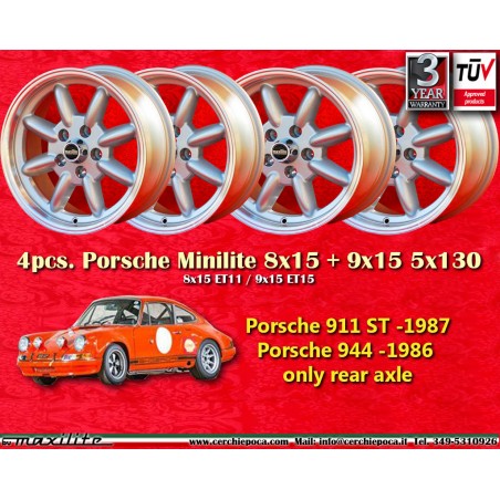 4 wheels Minilite 8x15 + 9x15 5x130 Porsche 911 ST -1987 944 -1986