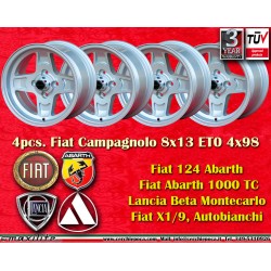 4 Felgen Campagnolo 7x13 + 8x13 4x98 Fiat Lancia Autobianchi 124 Abarth Berlina Coupe Spider 125 127 128 131 X19 A112 Be