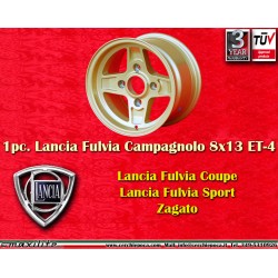 1 wheel Campagnolo 8x13 4x130 Lancia Fulvia Zagato Coupe gold/diamond cut