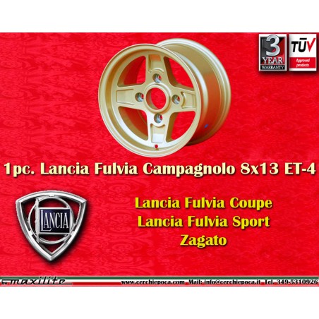 1 jante Campagnolo 8x13 4x130 Lancia Fulvia Zagato Coupe gold/diamond cut