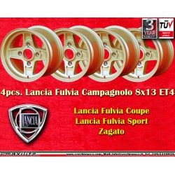 4 cerchi Campagnolo 8x13 4x130 Lancia Fulvia Zagato Coupe gold/diamond cut