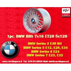 1 cerchio BBS 7x16 5x120 BMW M3 E30 5 E12 E28 E34 6 E24 7 E23 E32 E3 E9 silver