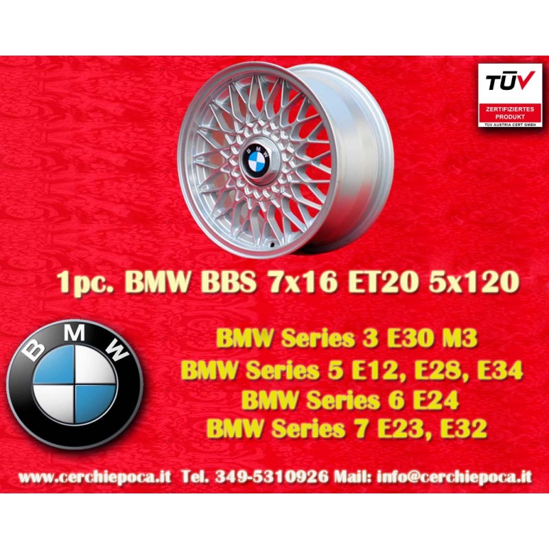 1 Felge BBS 7x16 5x120 BMW M3 E30 5 E12 E28 E34 6 E24 7 E23 E32 E3 E9 silver