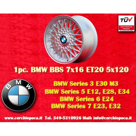 1 jante BBS 7x16 5x120 BMW M3 E30 5 E12 E28 E34 6 E24 7 E23 E32 E3 E9 silver