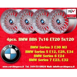 4 wheels BBS 7x16 5x120 BMW M3 E30 5 E12 E28 E34 6 E24 7 E23 E32 E3 E9 silver