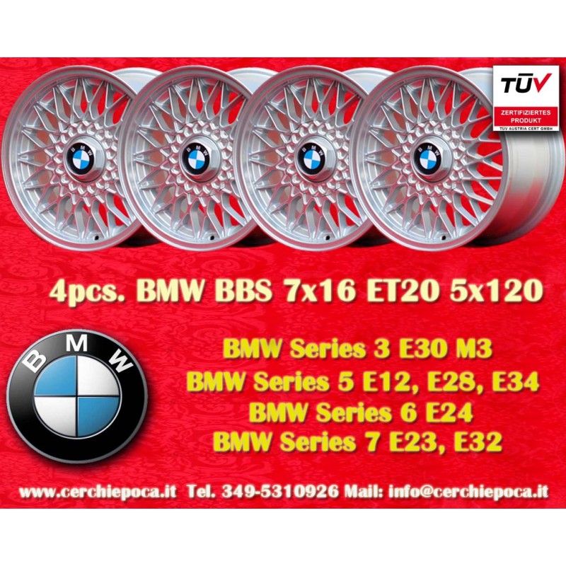 4 Felgen BBS 7x16 5x120 BMW M3 E30 5 E12 E28 E34 6 E24 7 E23 E32 E3 E9 silver