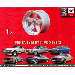 1 jante Penta 8x15 5x112 Mercedes w107 w108 w109 w116 w123 w126 silver/diamond cut