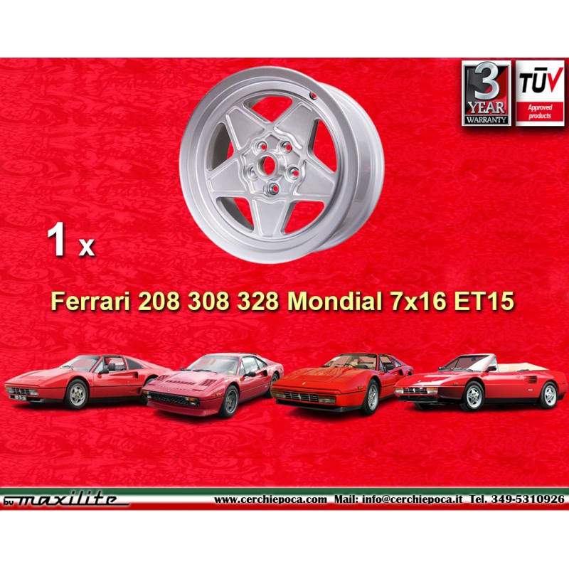 1 Felge 308 7x16 5x108 Ferrari Volvo Ferrari 208 308 328 w o ABS Mondial 8 Mondial 3 2 w o ABS Volvo 140 160 240 260 P18