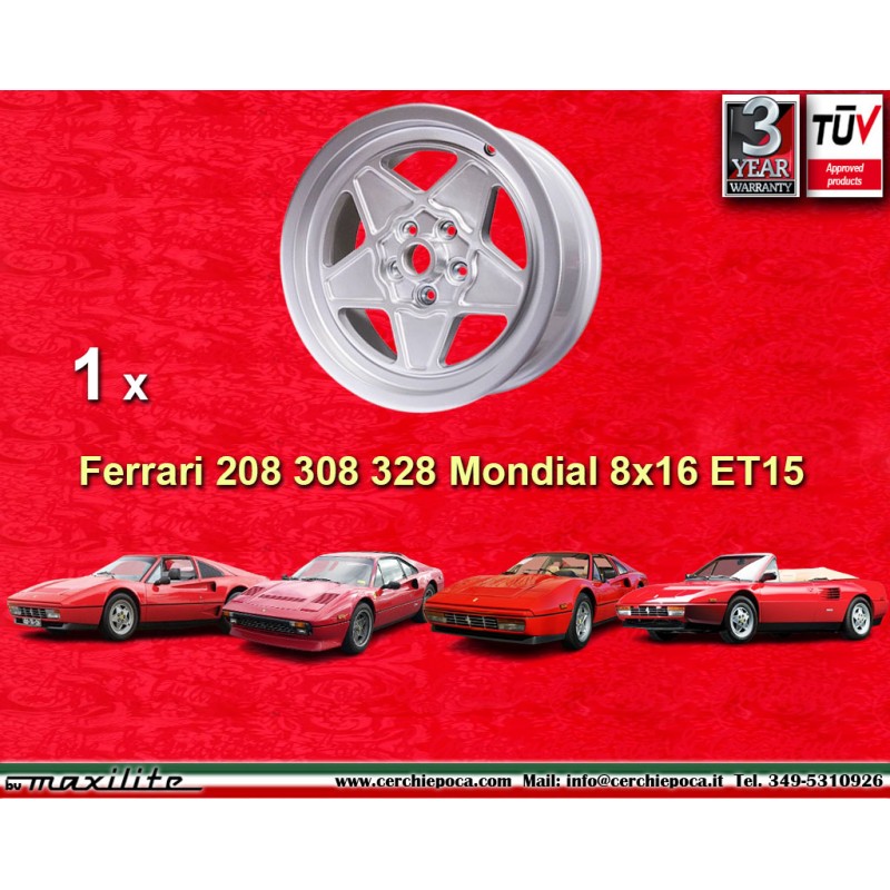 1 cerchio 308 8x16 5x108 Ferrari Ferrari 208 308 328 w o ABS Mondial 8 Mondial 3 2 w o ABS (rear axle) silver