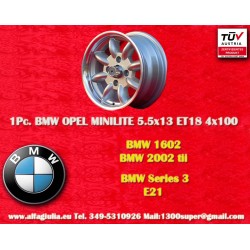 1 Felge Minilite 5.5x13 4x100 BMW Opel Volkswagen  1502 1602 1802 2002 tii 3 E21 Kadett B-C Manta Ascona A-B GT Olympia 