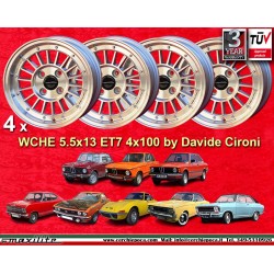 4 cerchi WCHE 5.5x13 4x100 BMW Opel 1502-2002 tii 3 E21 Kadett B-C Manta Ascona A-B GT Olympia A Rekord C silver/diamond