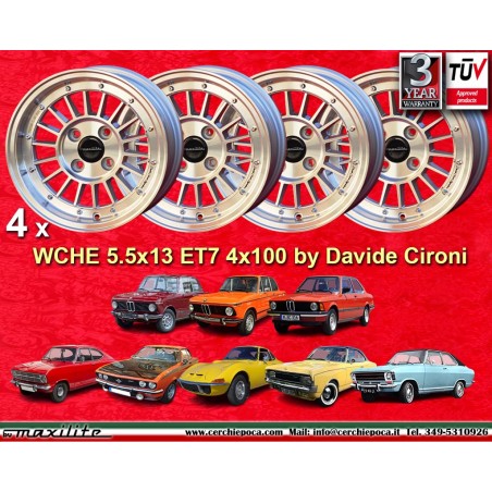 4 Felgen WCHE 5.5x13 4x100 BMW Opel 1502-2002 tii 3 E21 Kadett B-C Manta Ascona A-B GT Olympia A Rekord C silver/diamond