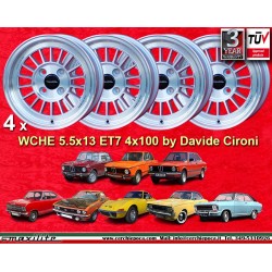 4 cerchi WCHE 5.5x13 4x100 BMW Opel 1502-2002 tii 3 E21 Kadett B-C Manta Ascona A-B GT Olympia A Rekord C silver/diamond