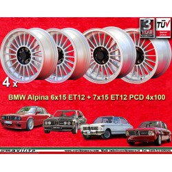 4 Felgen Alpina 6x15 + 7x15 4x100 BMW 1500 1600 1800 2000tii 1502 1602 1802 2002tii 3 E21 E30