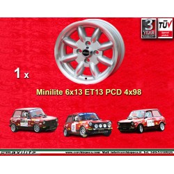 1 wheel Minilite 6x13 4x98...