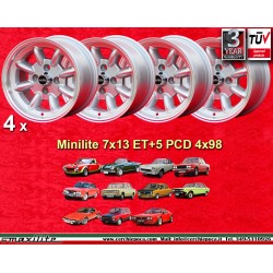 4 wheels Minilite 7x13 4x98...