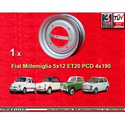 1 jante OE steel 3.5x12 4x190 Fiat Autobianchi Fiat 500 nuova Cinquecento Bianchina silver