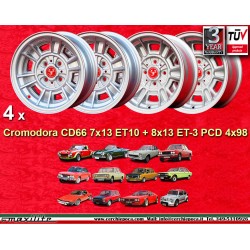 4 cerchi Cromodora CD66 7x13 + 8x13 4x98 Fiat Lancia Autobianchi 124 Abarth Berlina Coupe Spider 125 127 128 131 X19 A11