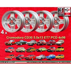 4 cerchi Cromodora CD30 5.5x13 4x98 Fiat Alfa Autobianchi Alfasud Giulietta 33 Arna Autobianchi A112 Fiat 124 Berlina Co