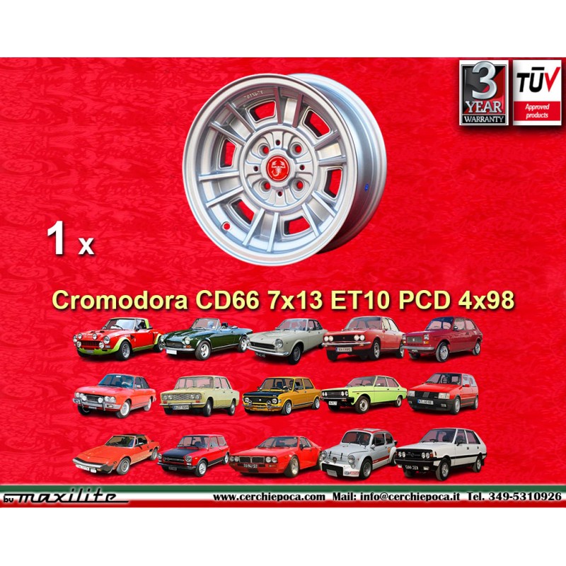 1 wheel Cromodora CD66 7x13 4x98 Fiat Lancia Autobianchi 124 Abarth Berlina Coupe Spider 125 127 128 131 X19 A112 Beta M