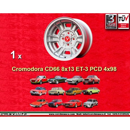 1 cerchio Cromodora CD66 8x13 4x98 Fiat 124 Abarth Spider Coupe silver