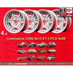 4 cerchi Cromodora CD66 8x13 4x98 Fiat 124 Abarth Spider Coupe silver