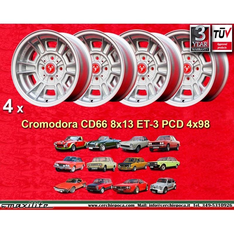 4 Felgen Cromodora CD66 8x13 4x98 Fiat 124 Abarth Spider Coupe silver