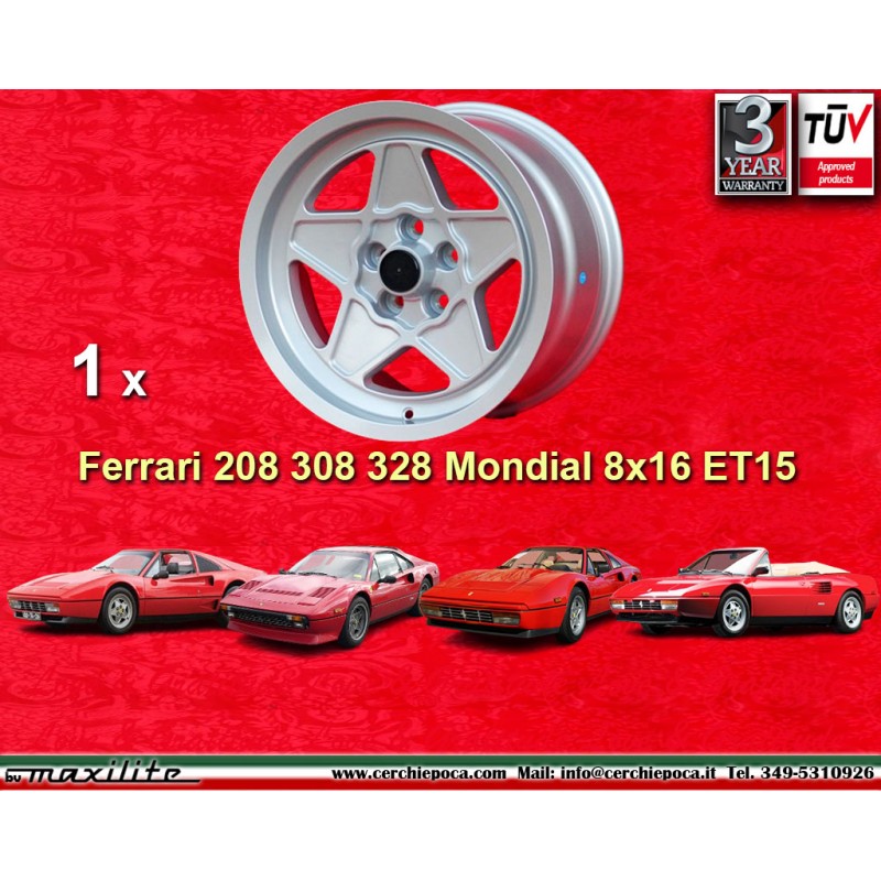 1 Felge 308 8x16 5x108 Ferrari Ferrari 208 308 328 w o ABS Mondial 8 Mondial 3 2 w o ABS (rear axle) silver