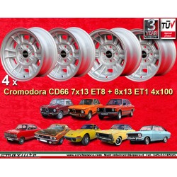 4 cerchi Minilite 7x13 + 8x13 4x100 BMW Opel Volkswagen  1502 1602 1802 2002 tii 3 E21 Kadett B-C Manta Ascona A-B GT Ol