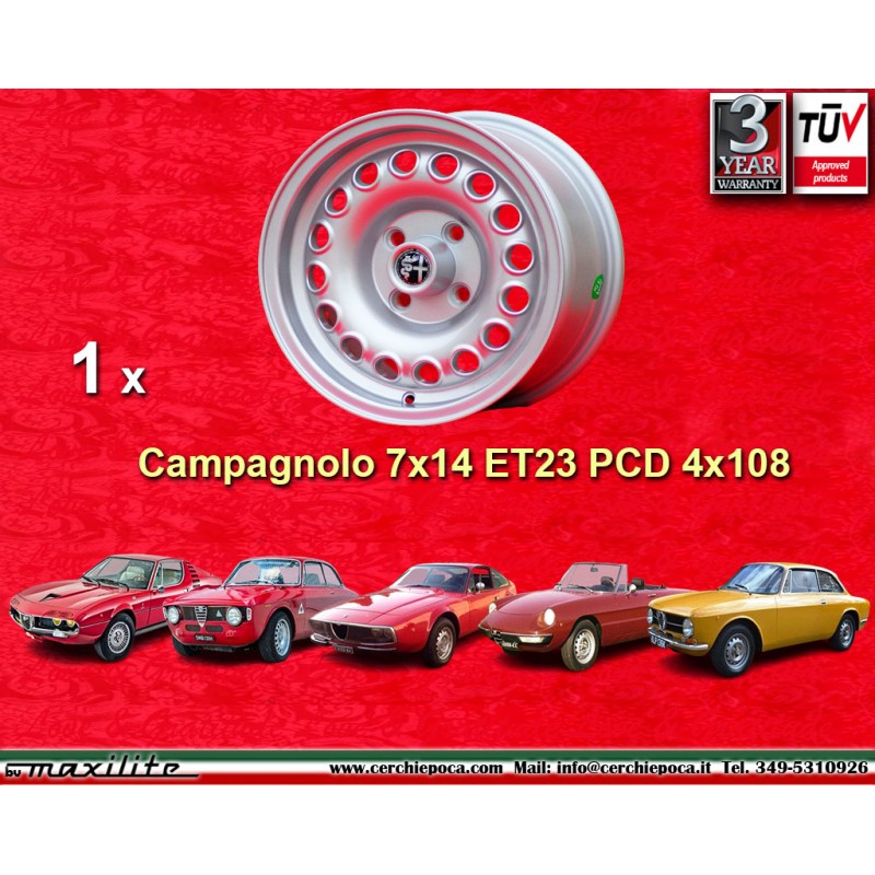 1 cerchio Campagnolo 7x14 4x108 Alfa Romeo 105 Coupe Spider GT GTA GTC Montreal silver