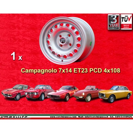 1 wheel Campagnolo 7x14 4x108 Alfa Romeo 105 Coupe Spider GT GTA GTC Montreal silver