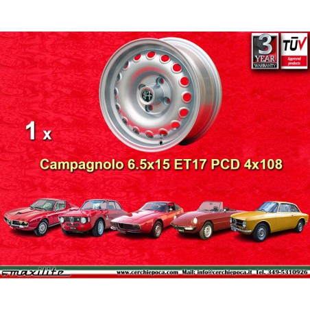 1 cerchio Campagnolo 6.5x15 4x108 Alfa Romeo 105 Coupe Spider GT GTA GTC Montreal silver