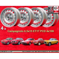 4 cerchi Campagnolo 6.5x15 4x108 Alfa Romeo 105 Coupe Spider GT GTA GTC Montreal silver