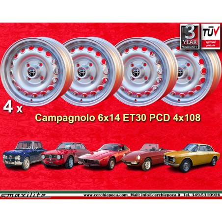 4 Felgen Campagnolo 6x14 4x108 Alfa Romeo Giulia 105 Berlina Coupe Spider GT GTA GTC silver