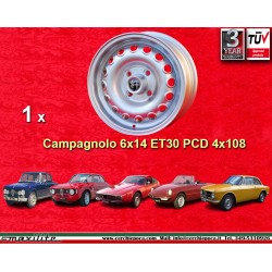 1 Felge Campagnolo 6x14 4x108 Alfa Romeo Giulia 105 Berlina Coupe Spider GT GTA GTC silver