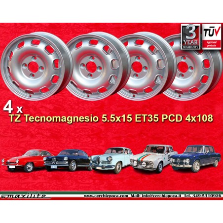 4 wheels TZ 5.5x15 4x108 Alfa Romeo Giulia TI Super 105 -1971 Giulietta 101 750 silver