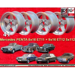 4 Felgen Penta 8x16 + 9x16 5x112 Mercedes w107 w108 w109 w116 w123 w126