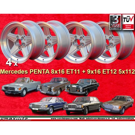 4 Felgen Penta 8x16 + 9x16 5x112 Mercedes w107 w108 w109 w116 w123 w126