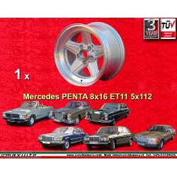 1 jante Penta 8x16 5x112 Mercedes w107 w108 w109 w116 w123 w126 silver/diamond cut