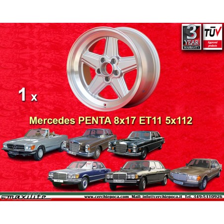 1 cerchio Penta 8x17 5x112 Mercedes w107 w108 w109 w116 w123 w126 silver/diamond cut