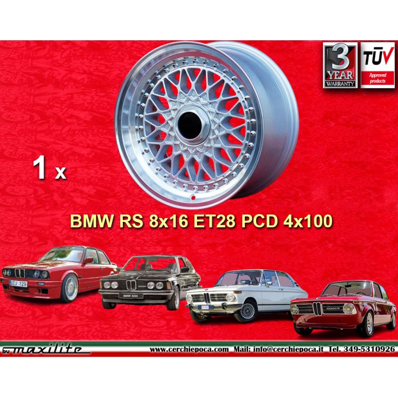 1 cerchio Super RS 8x16 4x100 BMW Opel Volkswagen 3 serie E21 E30 Volkswagen Golf 1-3 Scirocco 1 2 Jetta 1 2 Vento Passa