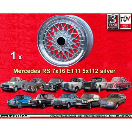 1 Felge Super RS 7x16 5x112 Mercedes R107 W123 W126 W116 silver/diamond cut