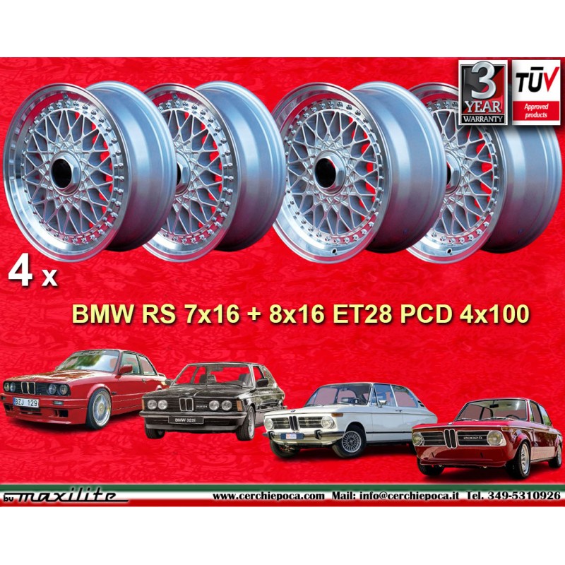 4 cerchi Super RS 7x16 + 8x16 4x100 BMW Opel Volkswagen 3 serie E21 E30 Volkswagen Golf 1-3 Scirocco 1 2 Jetta 1 2 Vento