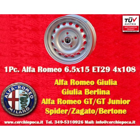 1 cerchio Campagnolo 6.5x15 4x108 Alfa Romeo Giulia 105 Berlina Coupe Spider GTA GTC silver