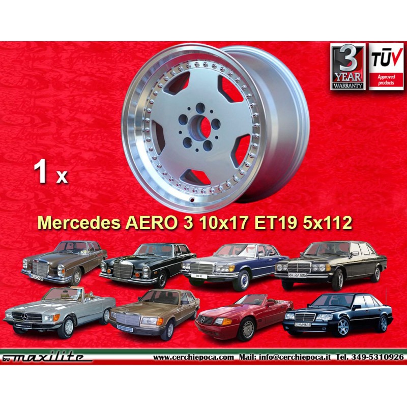 1 jante Aero 3 10x17 5x112 Mercedes 107 108 109 116 123 126  129  124 E500 silver/diamond cut