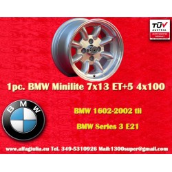 1 cerchio Minilite 7x13 4x100 BMW Opel Volkswagen  1502 1602 1802 2002 tii 3 E21 Kadett B-C Manta Ascona A-B GT Olympia 