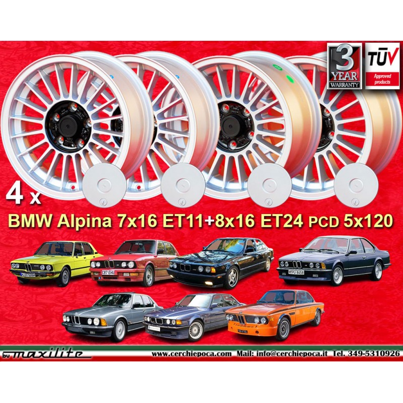 4 jantes Alpina 7x16 + 8x16 5x120 BMW serie 5 E12 E28 E34 serie 6 E24 serie 7 E23 E32 E3 E9